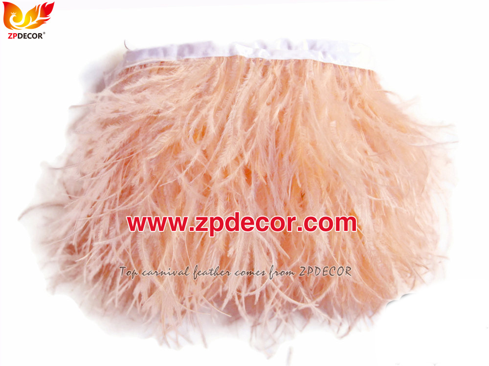 Zpdecor Feathers Factory Wholesale 10-15 cm Champagne Fluffy Ostrich Feather Fringe Trim for Fashion Costumes  and Jewelry Design