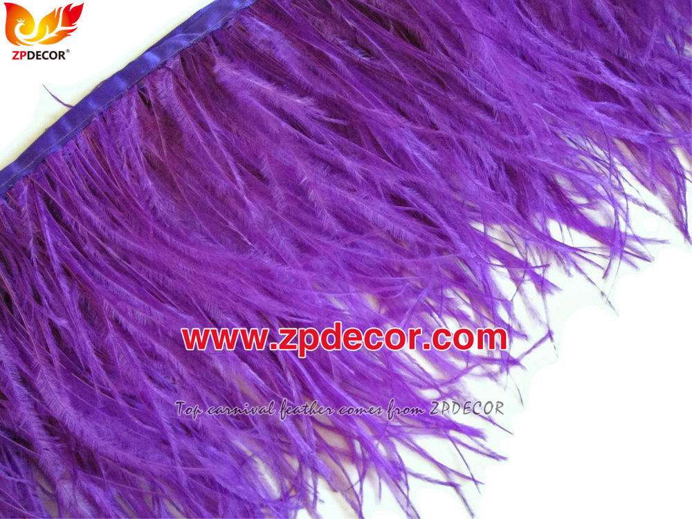 Zpdecor Feathers Factory Wholesale Stock 10-15 cm Purple Fluffy Ostrich Feather Fringe Trim for Fashion Costumes and Jewelry Design