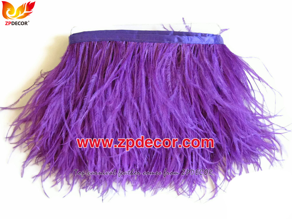 Zpdecor Feathers Factory Wholesale Stock 10-15 cm Purple Fluffy Ostrich Feather Fringe Trim for Fashion Costumes and Jewelry Design