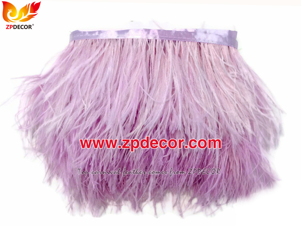 Zpdecor Feathers Factory Wholesale 10-15 cm Lavender Fluffy Ostrich Feather Fringe Trim for Fashion Costumes Design