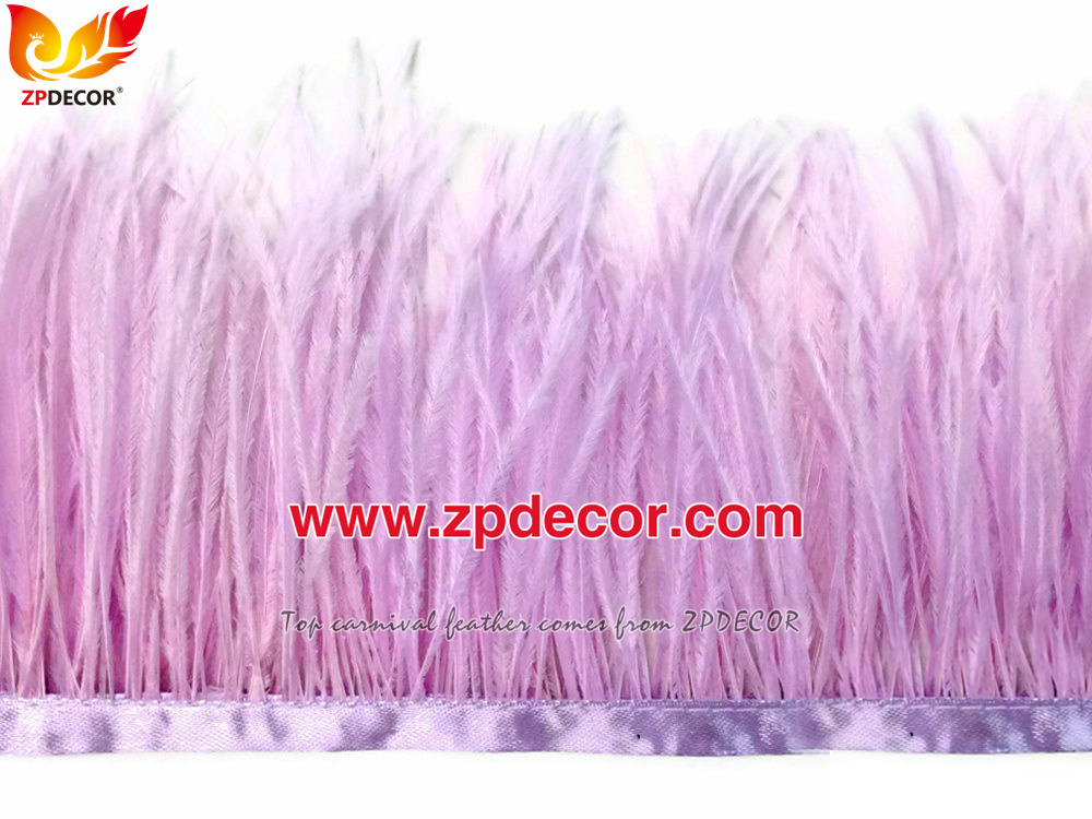 Zpdecor Feathers Factory Wholesale 10-15 cm Lavender Fluffy Ostrich Feather Fringe Trim for Fashion Costumes Design