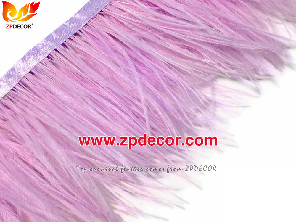Zpdecor Feathers Factory Wholesale 10-15 cm Lavender Fluffy Ostrich Feather Fringe Trim for Fashion Costumes Design