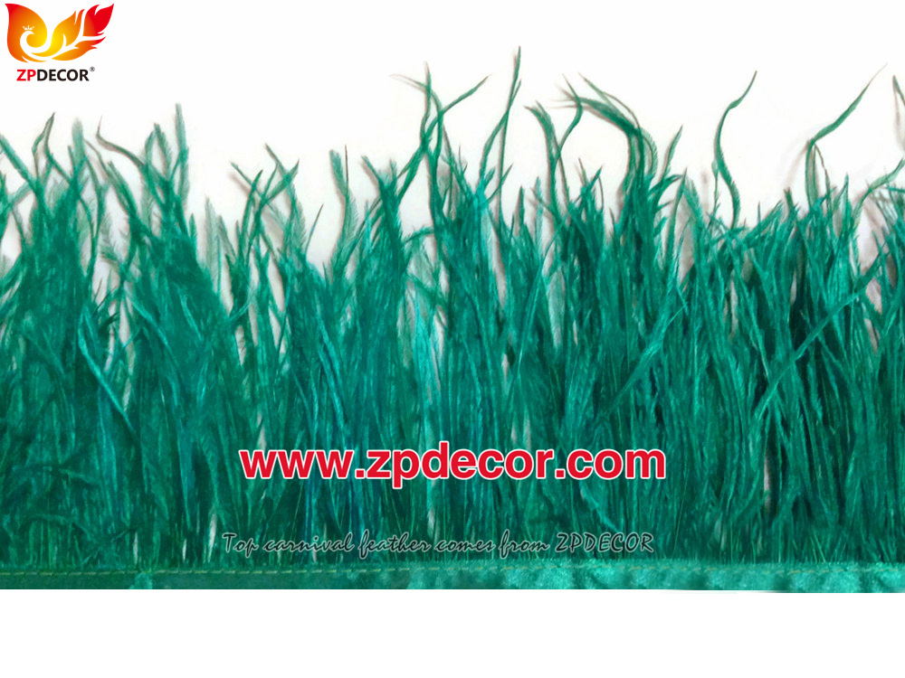 Zpdecor Feathers Factory Wholesale Stock 10-15 cm Ocean Green Fluffy Ostrich Feather Fringe Trim for Fashion Costumes  and Jewelry Design