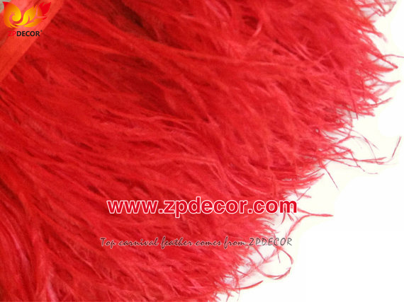 Zpdecor Feathers Factory Wholesale Stock 10-15 cm Red Fluffy Ostrich Feather Fringe Trim for Fashion Costumes and Jewelry Design