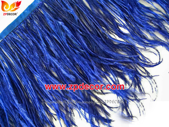 Zpdecor Feathers Factory Wholesale 10-15 cm Navy Blue Fluffy Ostrich Feather Fringe Trim for Fashion Costumes  and Jewelry Design