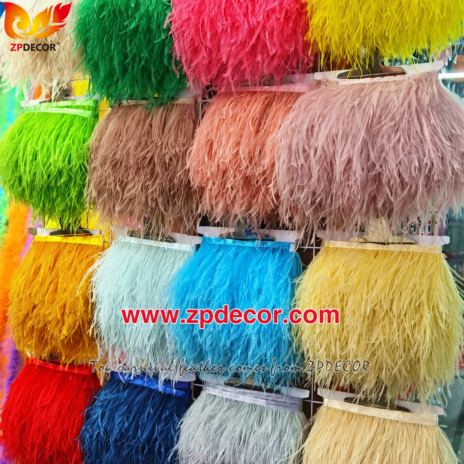 Zpdecor Feathers Factory Wholesale 40-45 cm Directly Dyed Mix Colors Rooster Coque Tail Feathers for Bahams Jankanoo Carnival Costumes