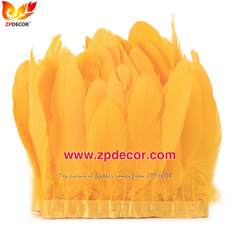 Zpdecor Feathers Factory Wholesale  Stock 15-20 cm White Goose Feather Trim Fringe for Bahams Jankanoo Carnival