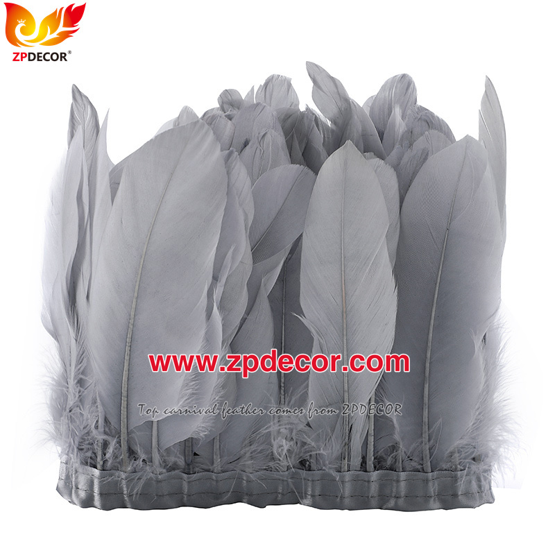 Zpdecor Feathers Factory Wholesale  Stock 15-20 cm White Goose Feather Trim Fringe for Bahams Jankanoo Carnival