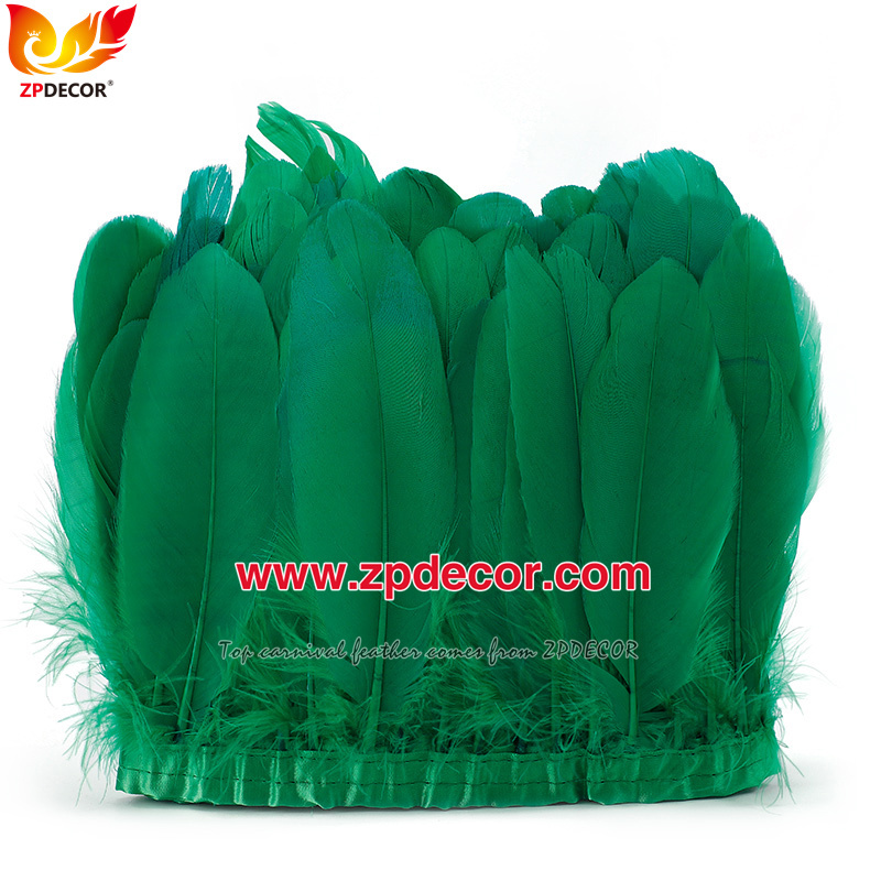Zpdecor Feathers Factory Wholesale  Stock 15-20 cm White Goose Feather Trim Fringe for Bahams Jankanoo Carnival