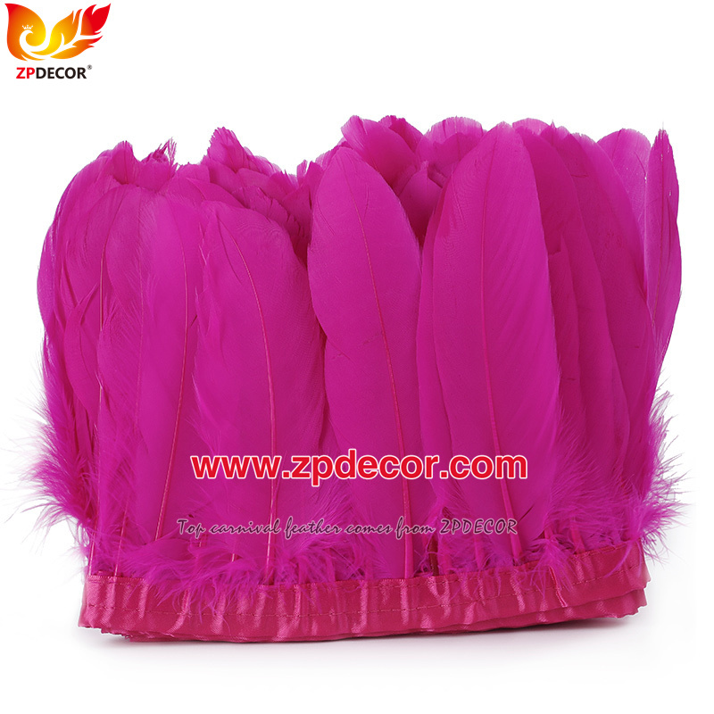 Zpdecor Feathers Factory Wholesale  Stock 15-20 cm White Goose Feather Trim Fringe for Bahams Jankanoo Carnival