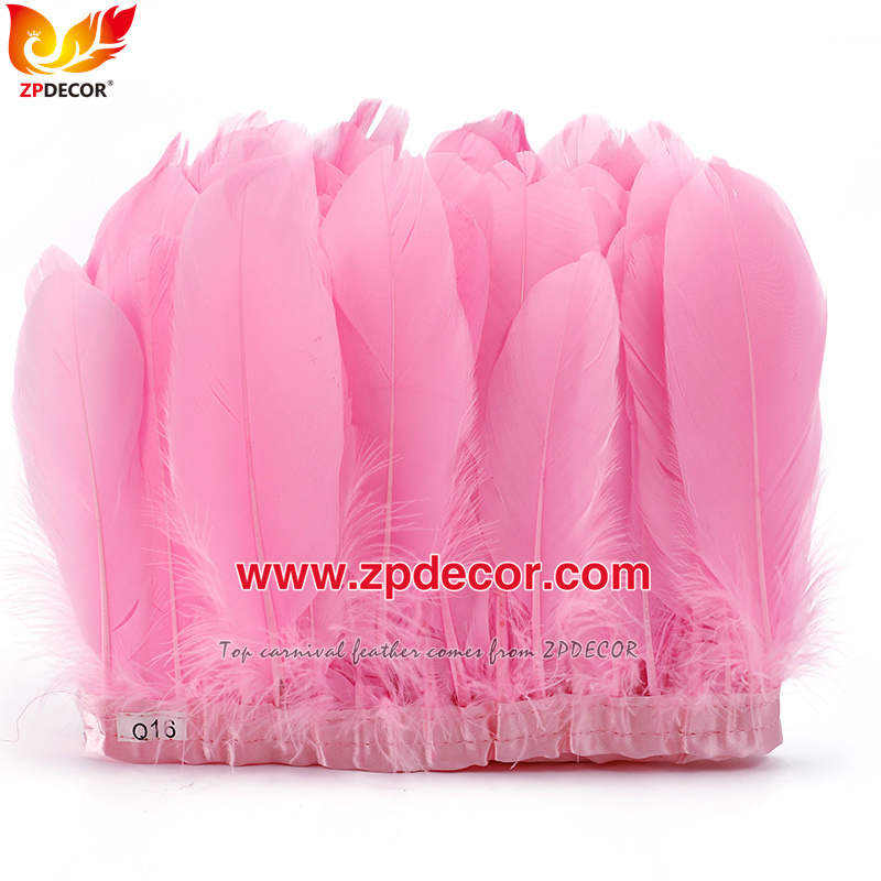 Zpdecor Feathers Factory Wholesale  Stock 15-20 cm White Goose Feather Trim Fringe for Bahams Jankanoo Carnival