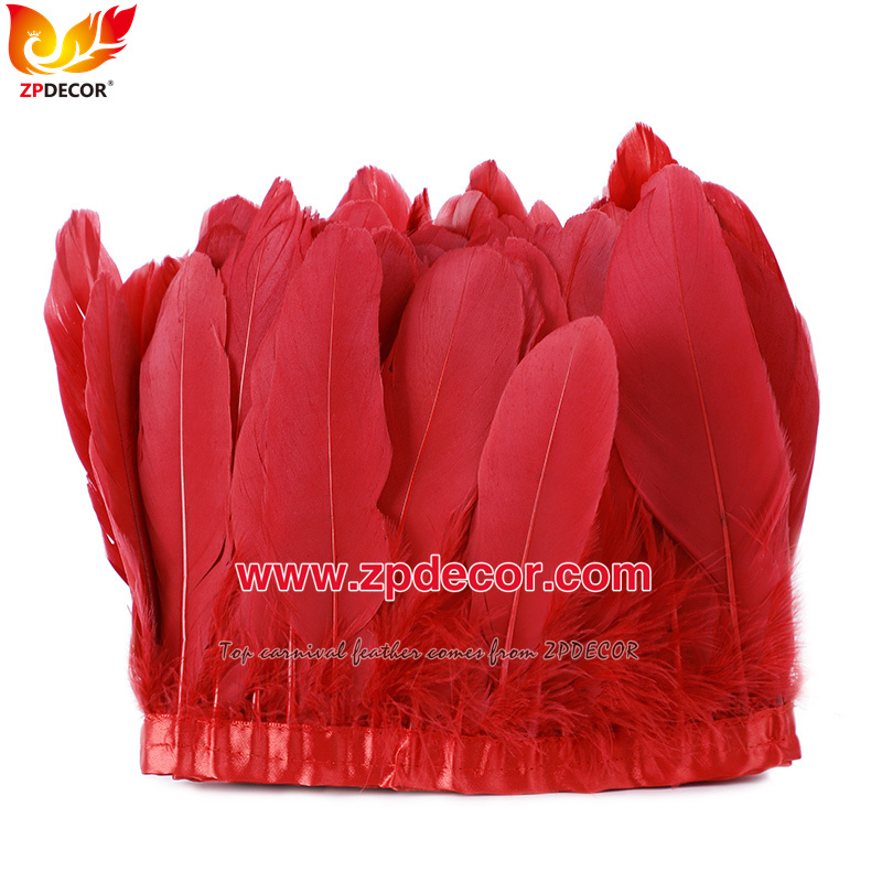 Zpdecor Feathers Factory Wholesale  Stock 15-20 cm White Goose Feather Trim Fringe for Bahams Jankanoo Carnival