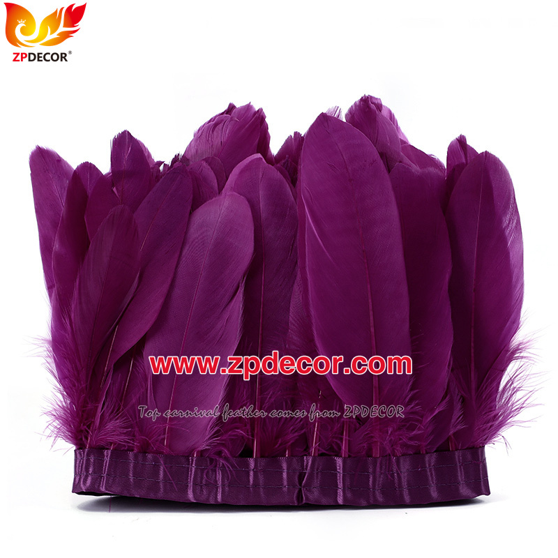 Zpdecor Feathers Factory Wholesale  Stock 15-20 cm White Goose Feather Trim Fringe for Bahams Jankanoo Carnival