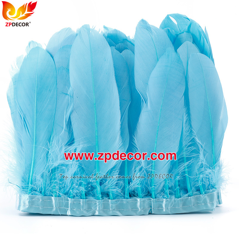 Zpdecor Feathers Factory Wholesale  Stock 15-20 cm White Goose Feather Trim Fringe for Bahams Jankanoo Carnival