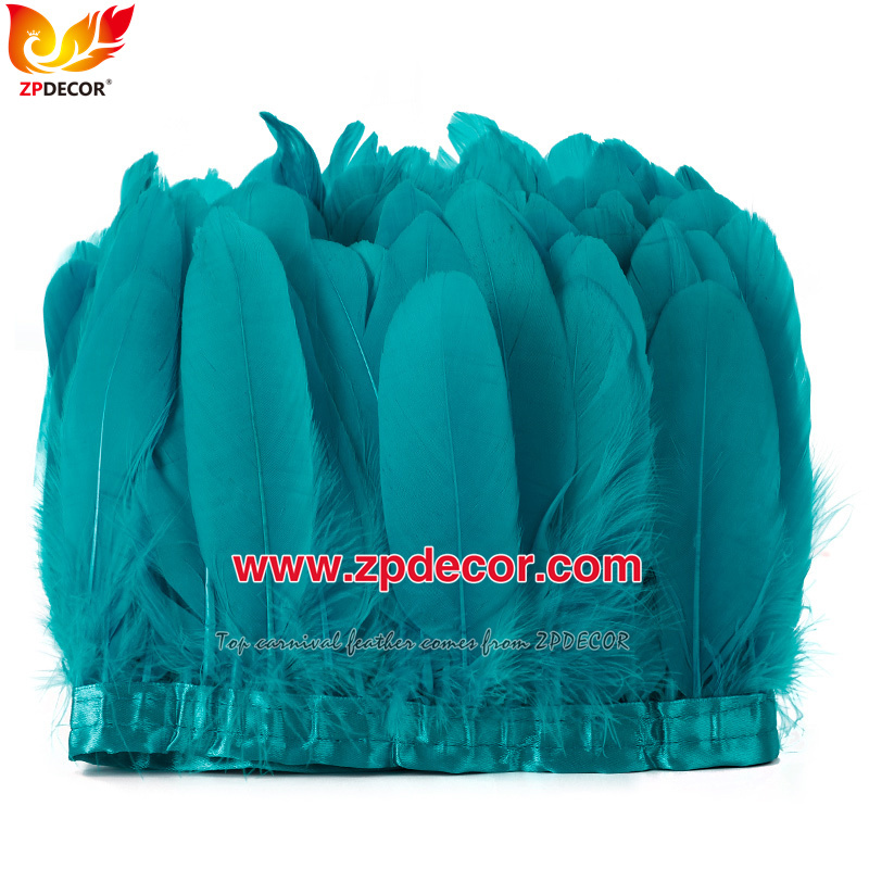 Zpdecor Feathers Factory Wholesale  Stock 15-20 cm White Goose Feather Trim Fringe for Bahams Jankanoo Carnival