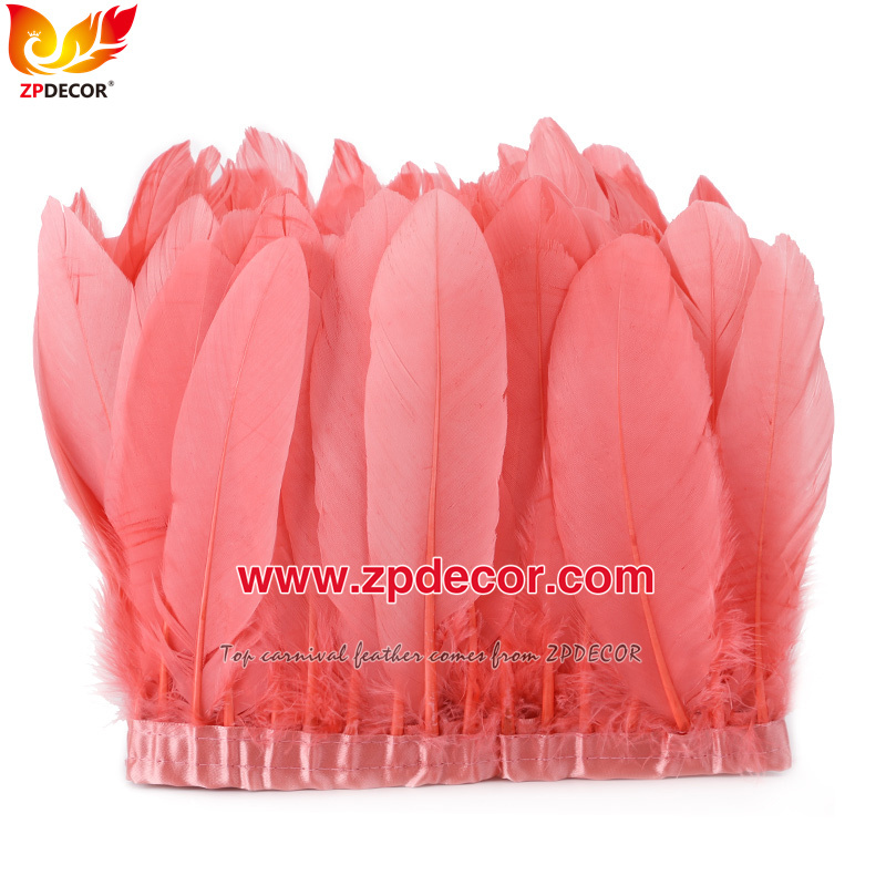 Zpdecor Feathers Factory Wholesale  Stock 15-20 cm White Goose Feather Trim Fringe for Bahams Jankanoo Carnival