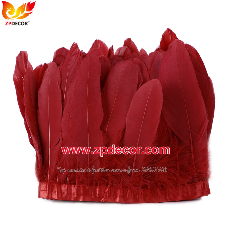 Zpdecor Feathers Factory Wholesale  Stock 15-20 cm White Goose Feather Trim Fringe for Bahams Jankanoo Carnival
