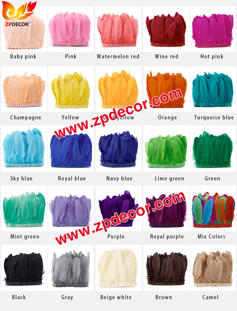 Zpdecor Feathers Factory Wholesale Stock More than 20 Colors 10-15 cm Fluffy Ostrich Feather Fringe Trim for Fashion Costumes  and Jewelry Design