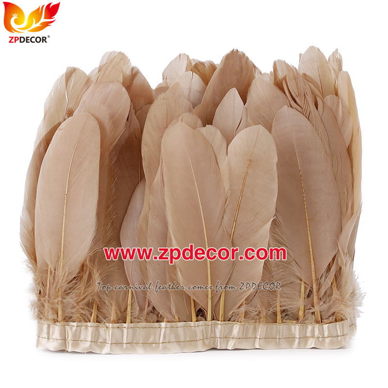 Zpdecor Feathers Factory Wholesale  Stock 15-20 cm White Goose Feather Trim Fringe for Bahams Jankanoo Carnival
