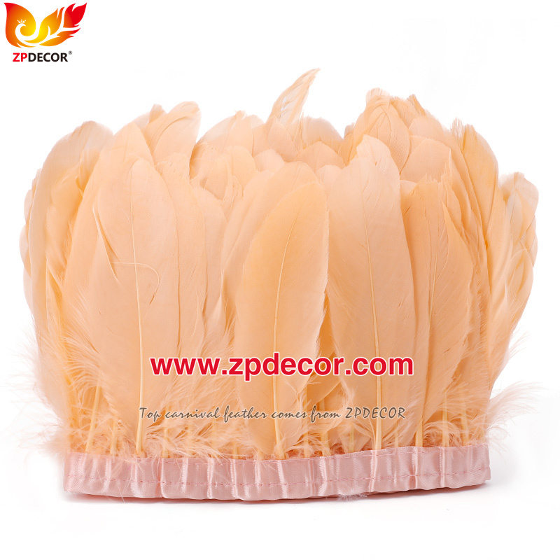 Zpdecor Feathers Factory Wholesale  Stock 15-20 cm White Goose Feather Trim Fringe for Bahams Jankanoo Carnival