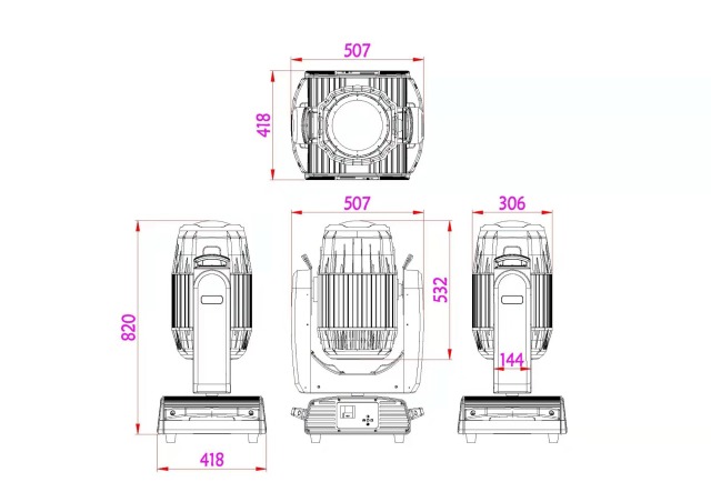 Waterproof 380W Beam Spot Wash Moving Head Light