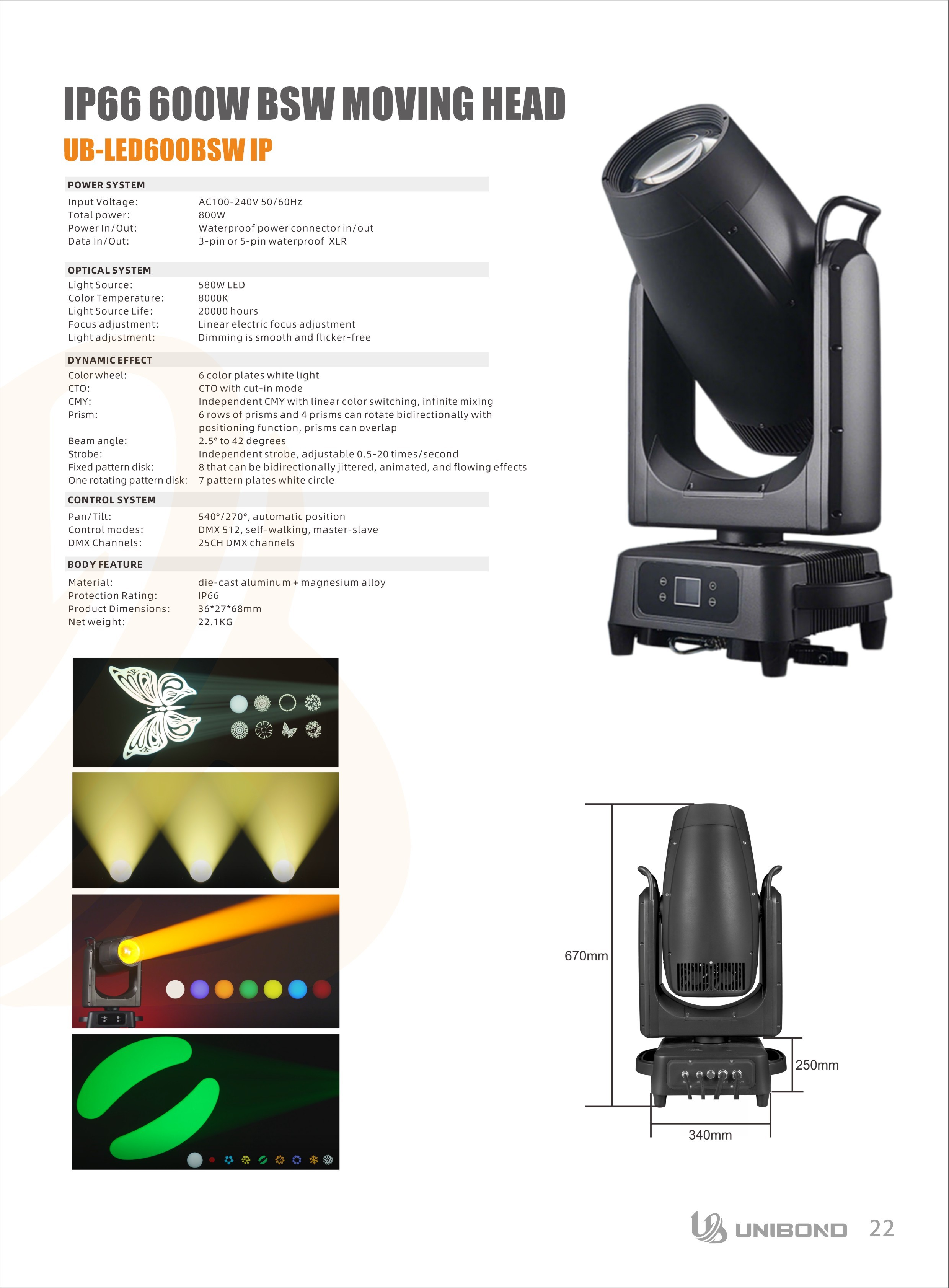 IP66 600WBSW MOVING HEAD