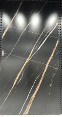 Black Big slabs 1600×3200 Sintered stone kitchen countertop installation at discounted prices