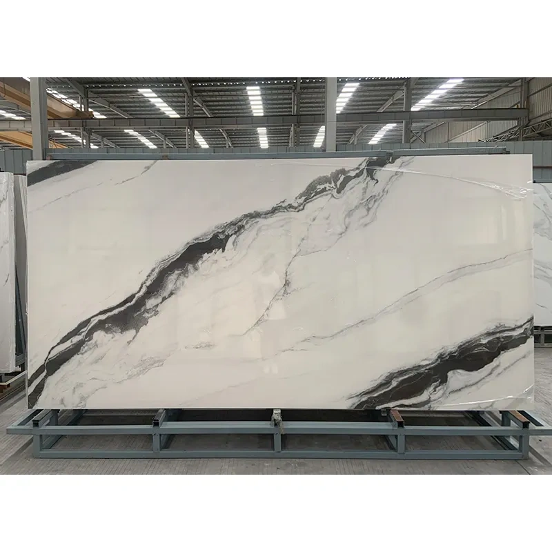 Panda White Porcelain slabs large format tiles kitchen countertops walls floors