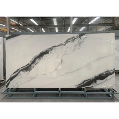 Panda White Porcelain slabs large format tiles kitchen countertops walls floors