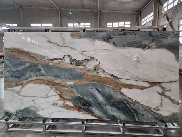 Mesa de comedor de piedra sinterizada con superficie pulida de mármol artificial de lujo al por mayor