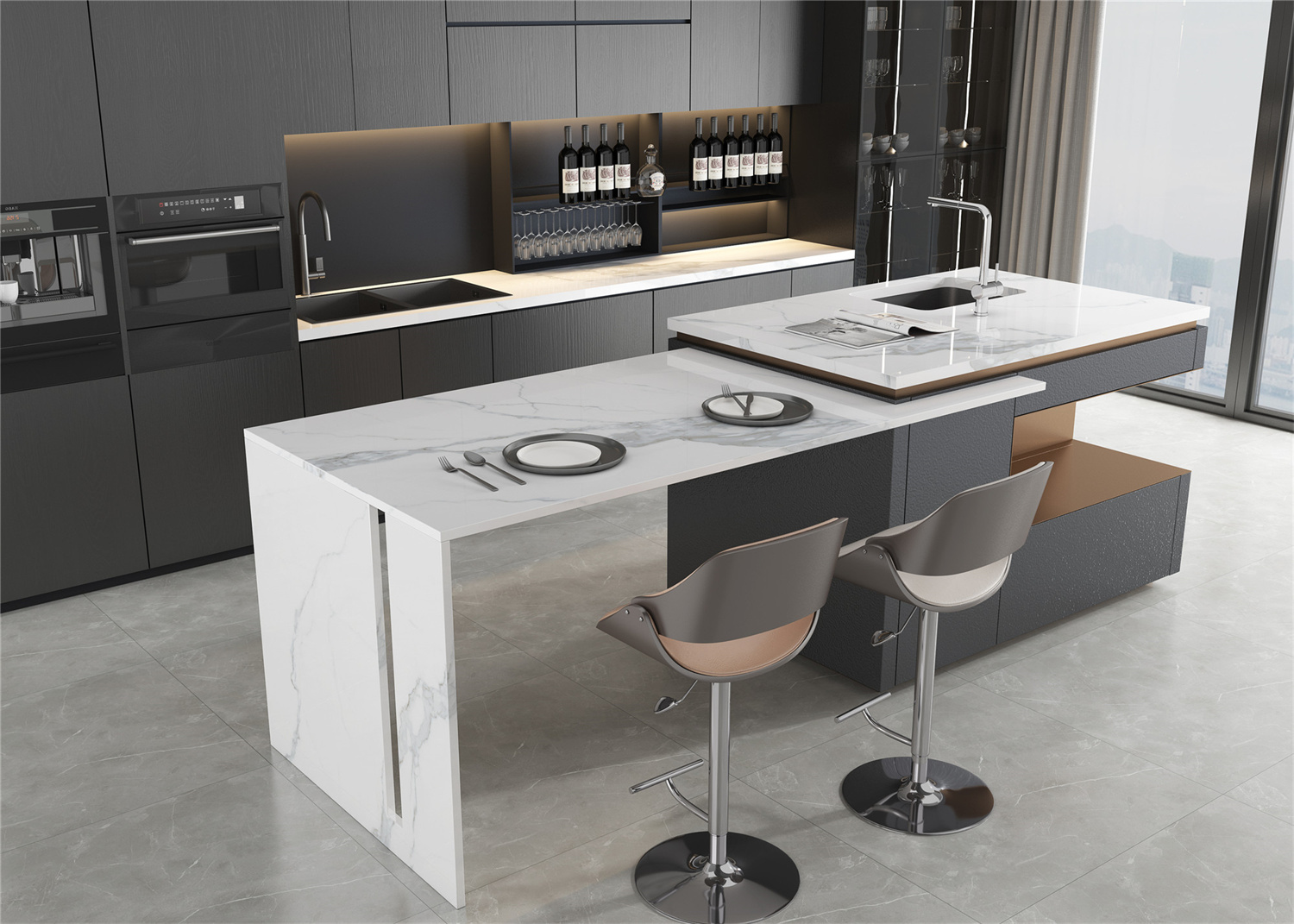 Encimera de piedra sinterizada blanca Calacatta: la elección elegante para cocinas  modernas, image size:1500x1071