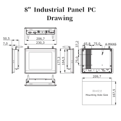 8'' industrial Panel PC HMI with capacitive / resistive touch display customization