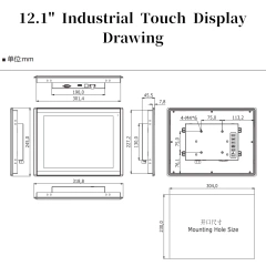 12.1' industrial capacitive / resistive touch display waterproof for outdoor used