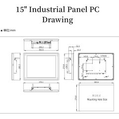 15.0'' industrial Panel PC HMI with capacitive / resistive touch display customization
