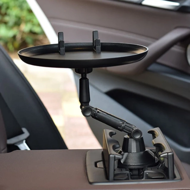 Universal 360 Degree Rotating Telescopic Rod Long Arm Extendable ABS Car Mounted Water Cup & Telephone Holder