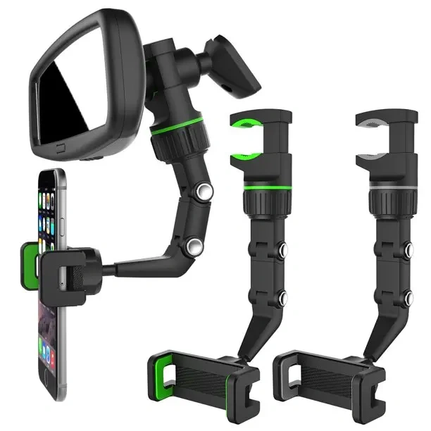 NEW Car Phone Holder Rearview Mirror Phone Holder Adjustable Navigator Bracket 360Rotatable Retractable For Universal Car Mobile