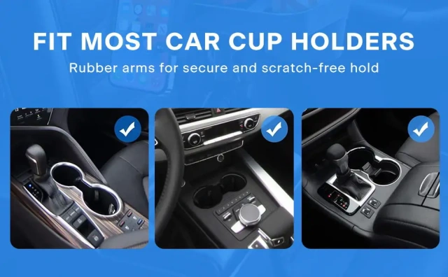 Universal 360 Degree Rotating Telescopic Rod Long Arm Extendable ABS Car Mounted Water Cup & Telephone Holder