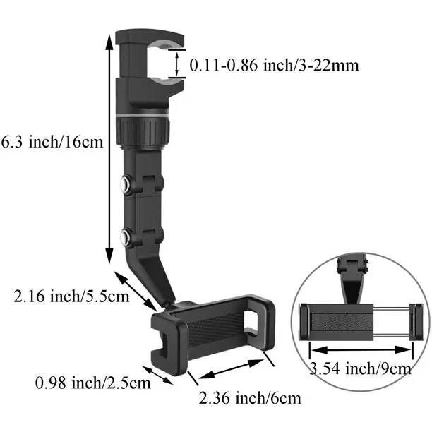 NEW Car Phone Holder Rearview Mirror Phone Holder Adjustable Navigator Bracket 360Rotatable Retractable For Universal Car Mobile