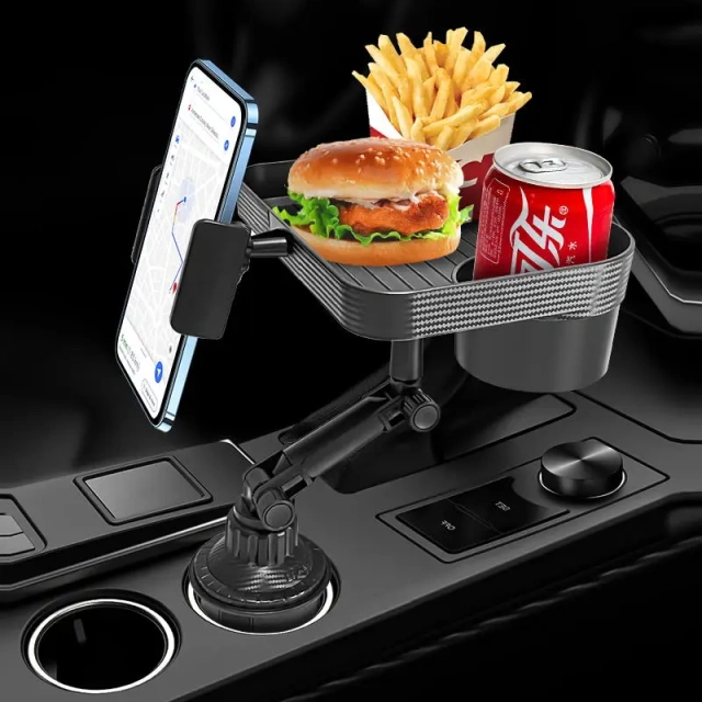 NEW universal Multi-funtional High Quality Black  360 Degree Rotatable Car Cup Holder Food Snack Cup Car Holder Food Eating Tray
