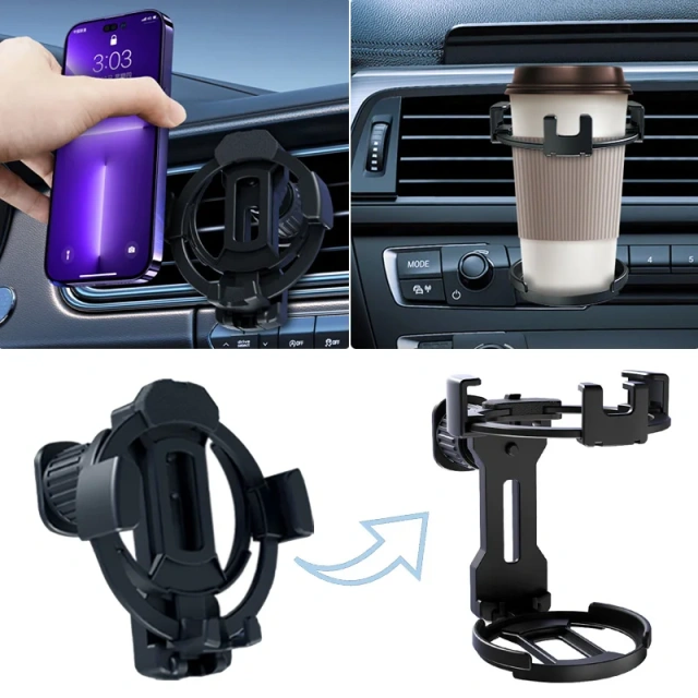 Multi-function Car Mount 360 Degree Rotating Cup Holder For Car Water Drink Coffee Bottle Phone Holder Air Vent Outlet Stand