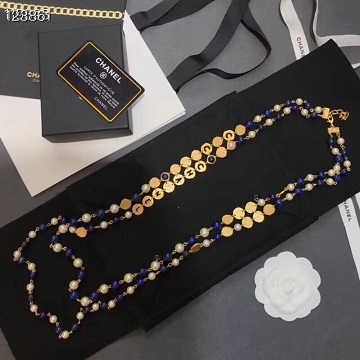 Chanel new blue pearl grass long necklace 1: 1 copy replicate counters 01042451