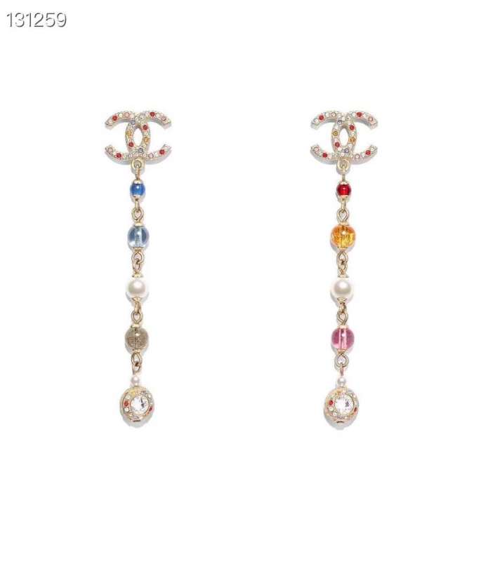 Chanel Long Colorful Strass Earring Fashion Costume Jewelry