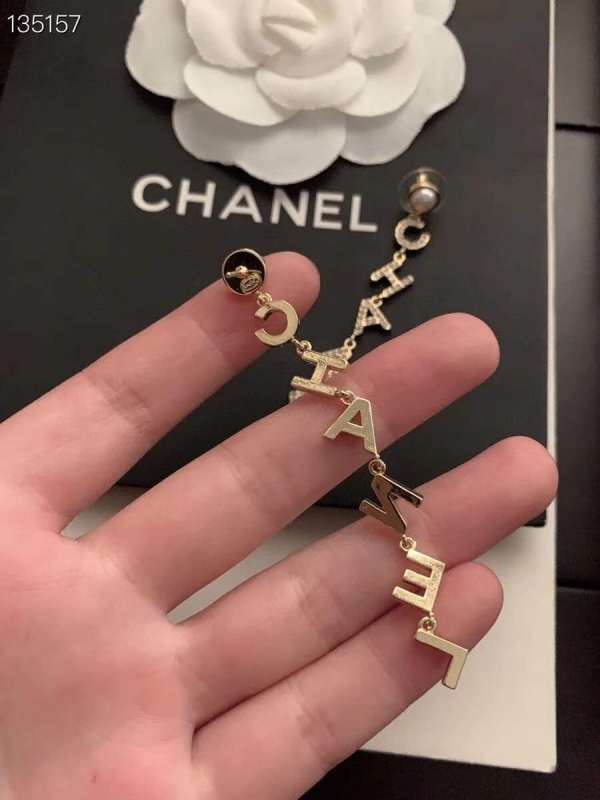 Chanel Long Letter Crystal Earring Fashion Costume Jewelry