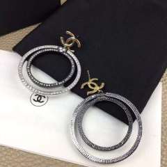 Chanel Pave Setting Double 2 Hoop Big Earring Earring Fashion Costume Jewelry
