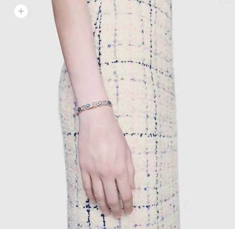 Gucci Light Blue Enamel Metal Bracelet Belt Shape