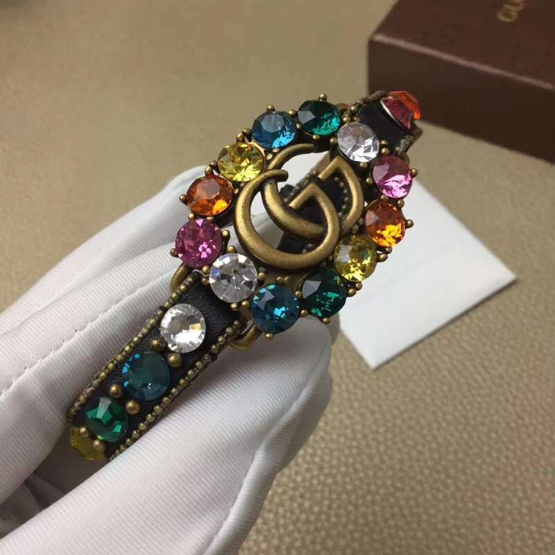 Gucci Colorful Crystal Leather Belt Bracelet