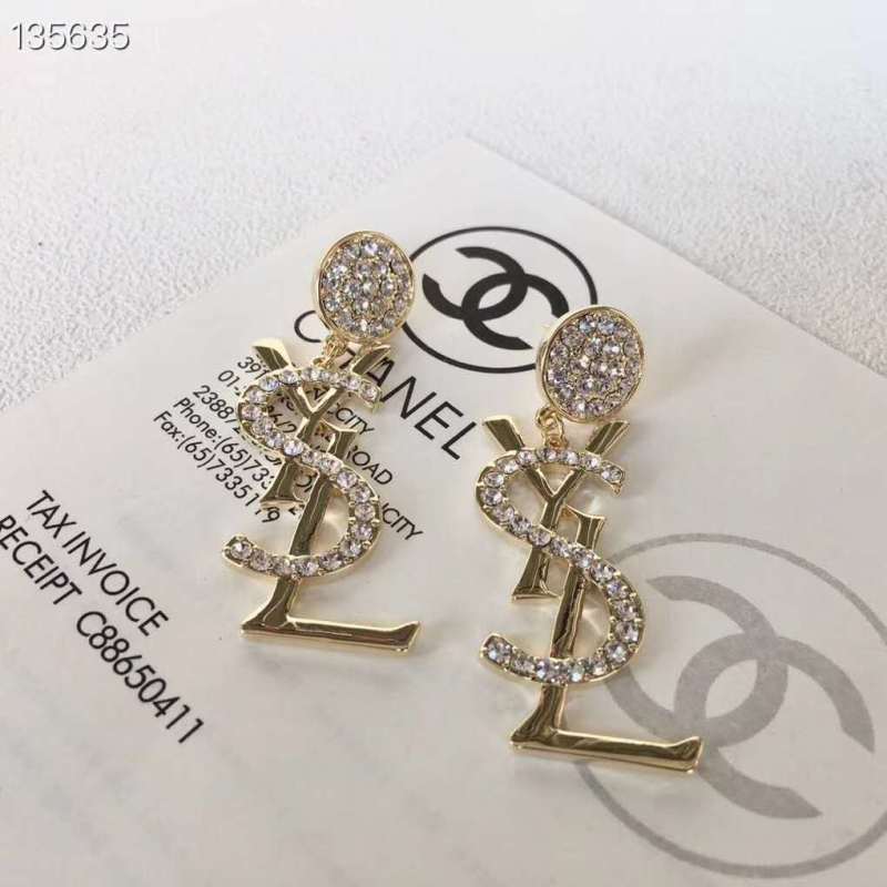 YSL Diamond-embedded Letter Earring