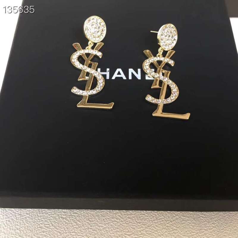 YSL Diamond-embedded Letter Earring