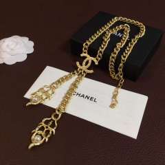 Chanel Thick Chain Long Hanging  Pendant Necklace with CC