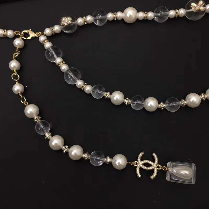 Chanel Waist Belt Waist chain Pearl Glass Clear Beads